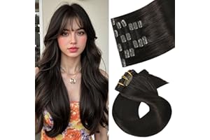 Aison Hair Extensions for Women Dark Brown Clip in Hair Extensions Real Human Hair 75G/7Pcs 16clips Clip ins 18 Inch