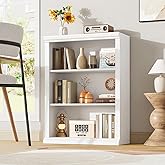 Rresyet 3 Tier Bookcase 27.6" W Bookshelf Wooden Bookshelves Floor Standing Small Book Shelves for Home Office, Living Room, Bedroom, Kids Room, White