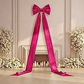Canlierr Giant Wall Bow Decorations 90x18 Inch Oversized Large Velvet Bow Decorative for Room Wall Backdrop Party Birthday Baby Shower Decor Front Door Patio Outdoor Wedding Arch Supply(Hot Pink)