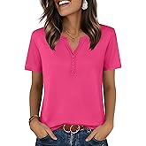 Zeagoo Womens Summer Tops V Neck Short Sleeve Shirts Dressy Casual Blouse Spring Vacation Tshirts Clothes