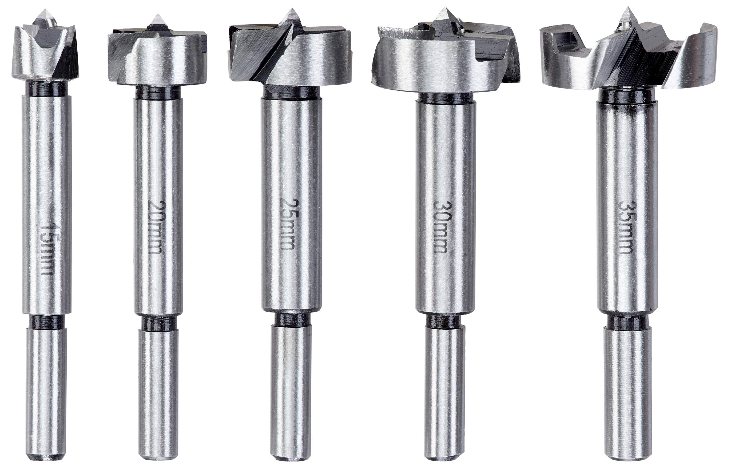 KWB FORSTNER Drill BIT Set, 5-Piece for Wood 15-35 MM with Reduced Shank, for Hard and SOFTWOOD