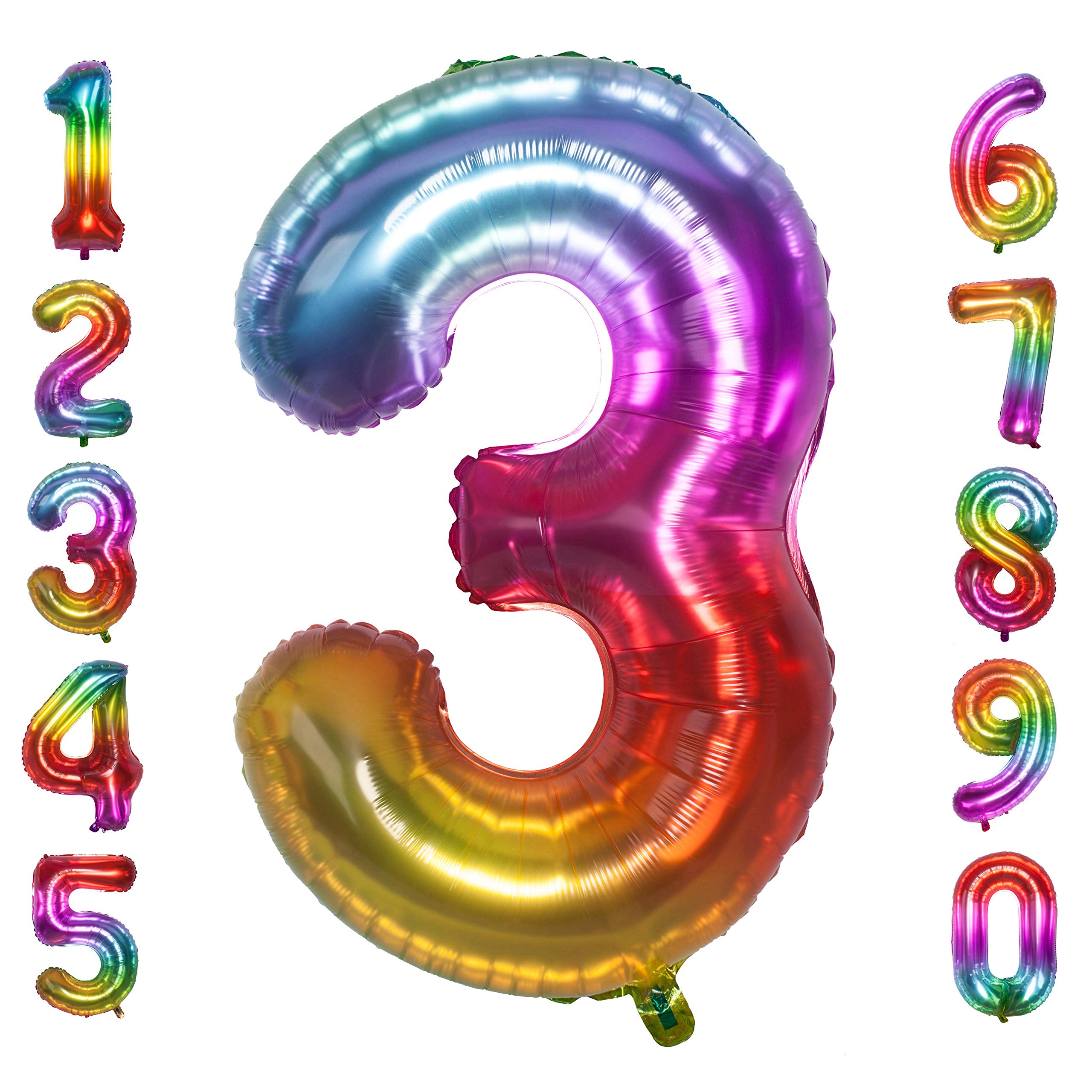 40 Inch Jelly Large Number Balloons Mylar Foil Big Number 3 Giant Helium Balloon Birthday Party Decoration