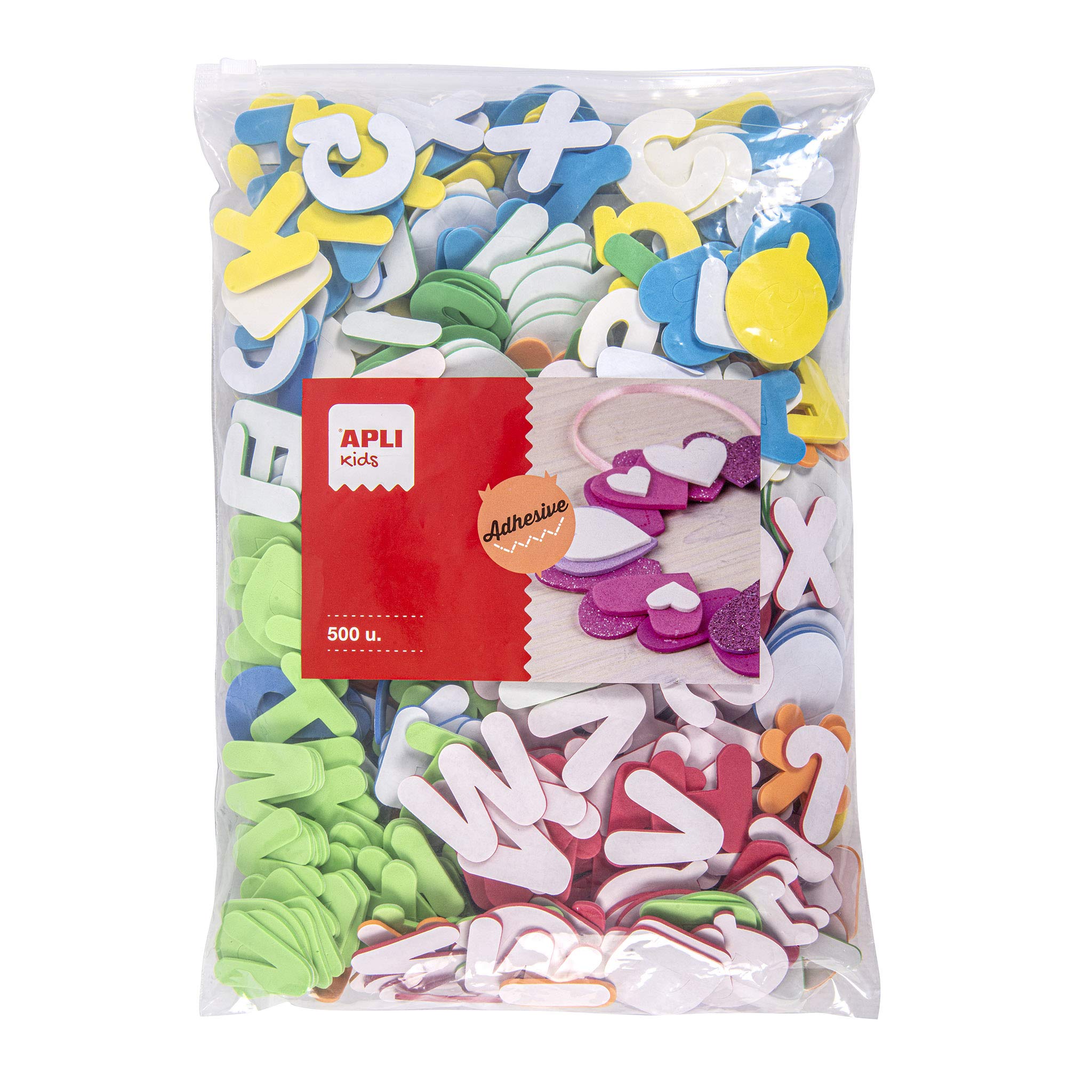 APLI Kids 17439 – Forms letters of EVA rubber adhesive 500 u. assorted colours MAXI format