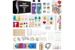 Piccassio Epoxy Resin Kit for Beginners – 208-Piece Jewelry Making & Craft Kit with Molds, Dried Flowers, Glitter & Tools – Complete Starter Set for Keychains, Bookmarks, Pendants & DIY Resin Art