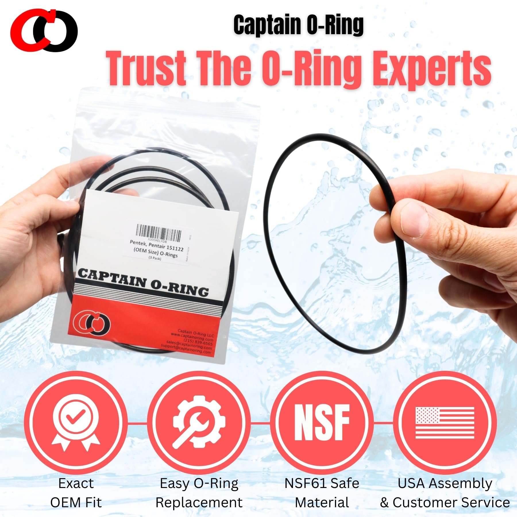 Captain O-Ring - Replacement 151122 O-Rings Compatible with Pentair Pentek Big Blue Water Filters OEM Size ORing Buna-N (3 Pack)