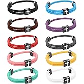 Aospkle 10PCS Christian Jesus Cross Rope Bracelet, Braided Cord Bracelet for Men Women, Nautical Surf Beach Bracelets Gifts Set for Sports, Handmade Woven String Bracelets with Adjustable Knot