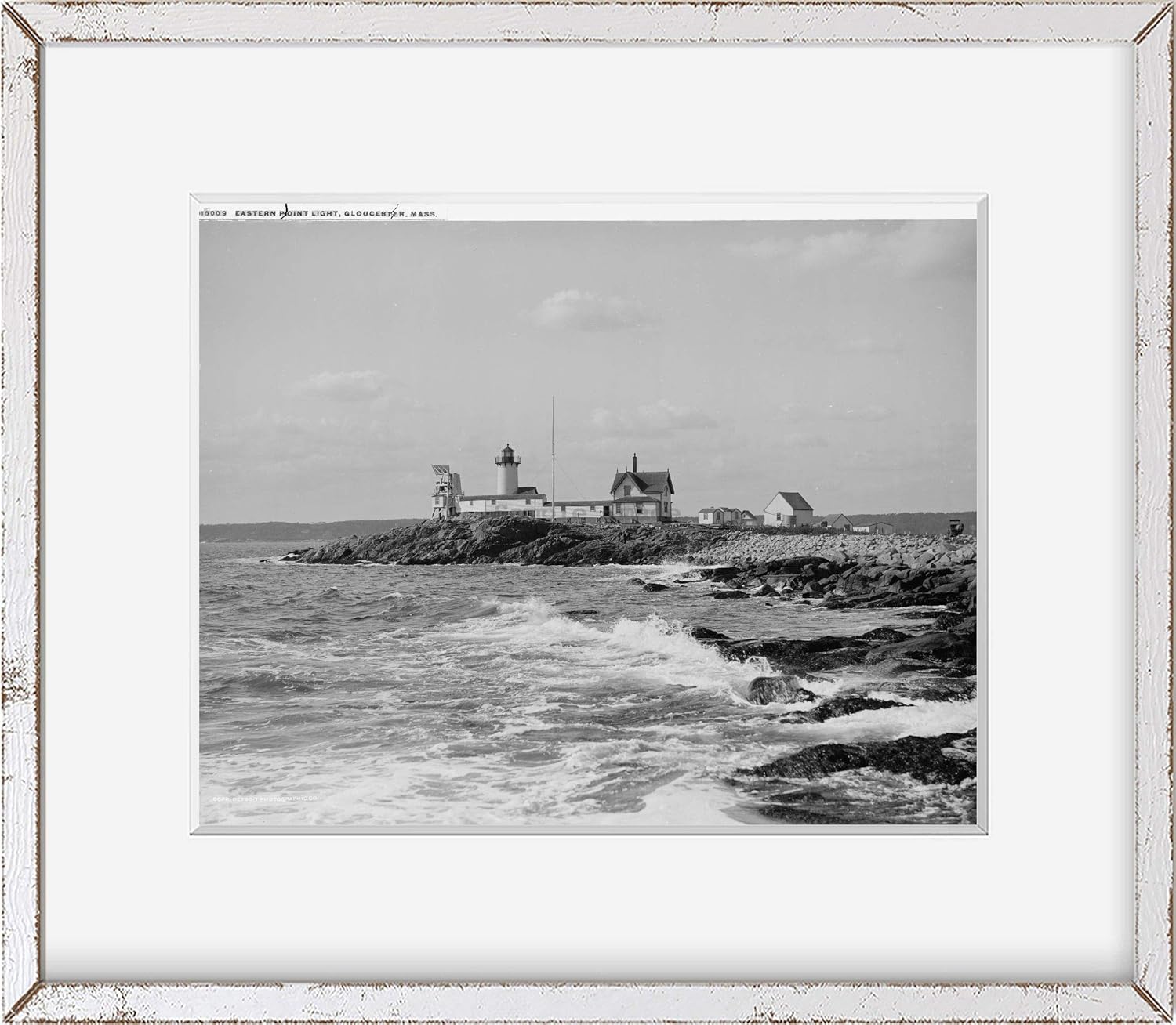 Photographs - INFINITE PHOTOGRAPHS Photo: Eastern Point Lighthouse,capes,coasts,rocks,Gloucester,Massachsusetts,MA,c1905