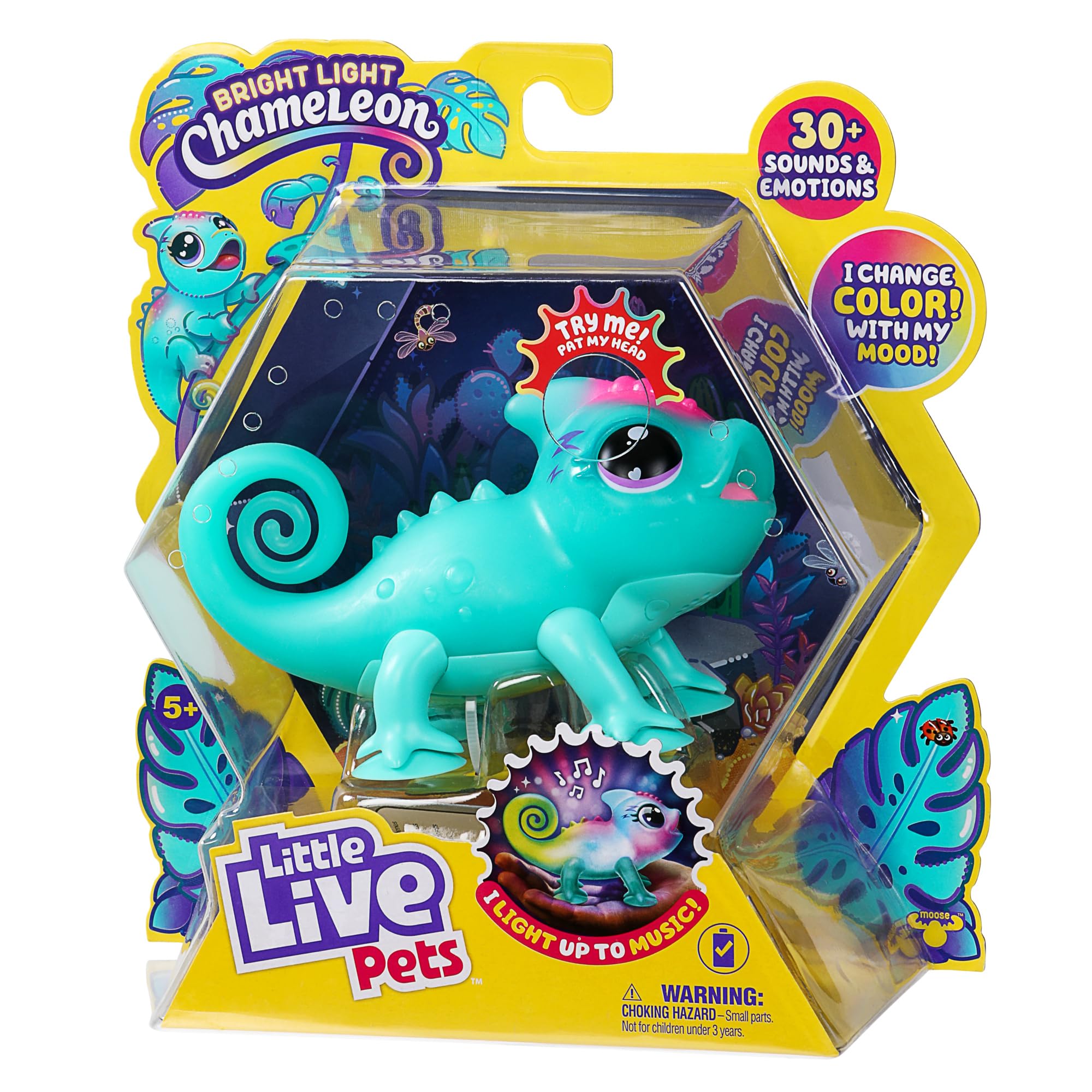 Little Live Pets Sunny The Li’l Chameleon Toy, Interactive Light Up Toy Pet with 30+ Sounds and Beat Detection, Interactive Animal Toys for Ages 5+