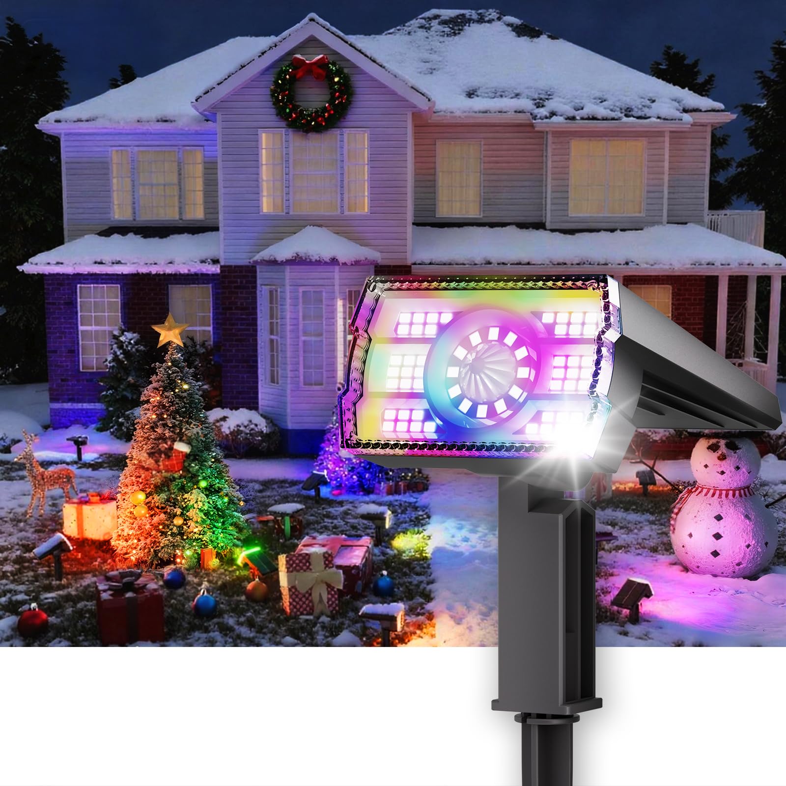 Photo 1 of 2 Pack - Solar Christmas Lights Outdoor Waterproof,6 Color Changing Spotlights &10 Modes, IP67 Waterproof,105° Adjustable Solar Spot Lights for Pathway/Garden/Yard/Patio/Landscape/Backyard Xmas Decor
