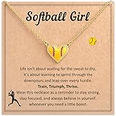 LAVEIR Softball/Soccer/Basketball/Volleyball Necklace for Girls, Sports Accessories Jewelry Birthday Christmas Gifts for Sports Lovers