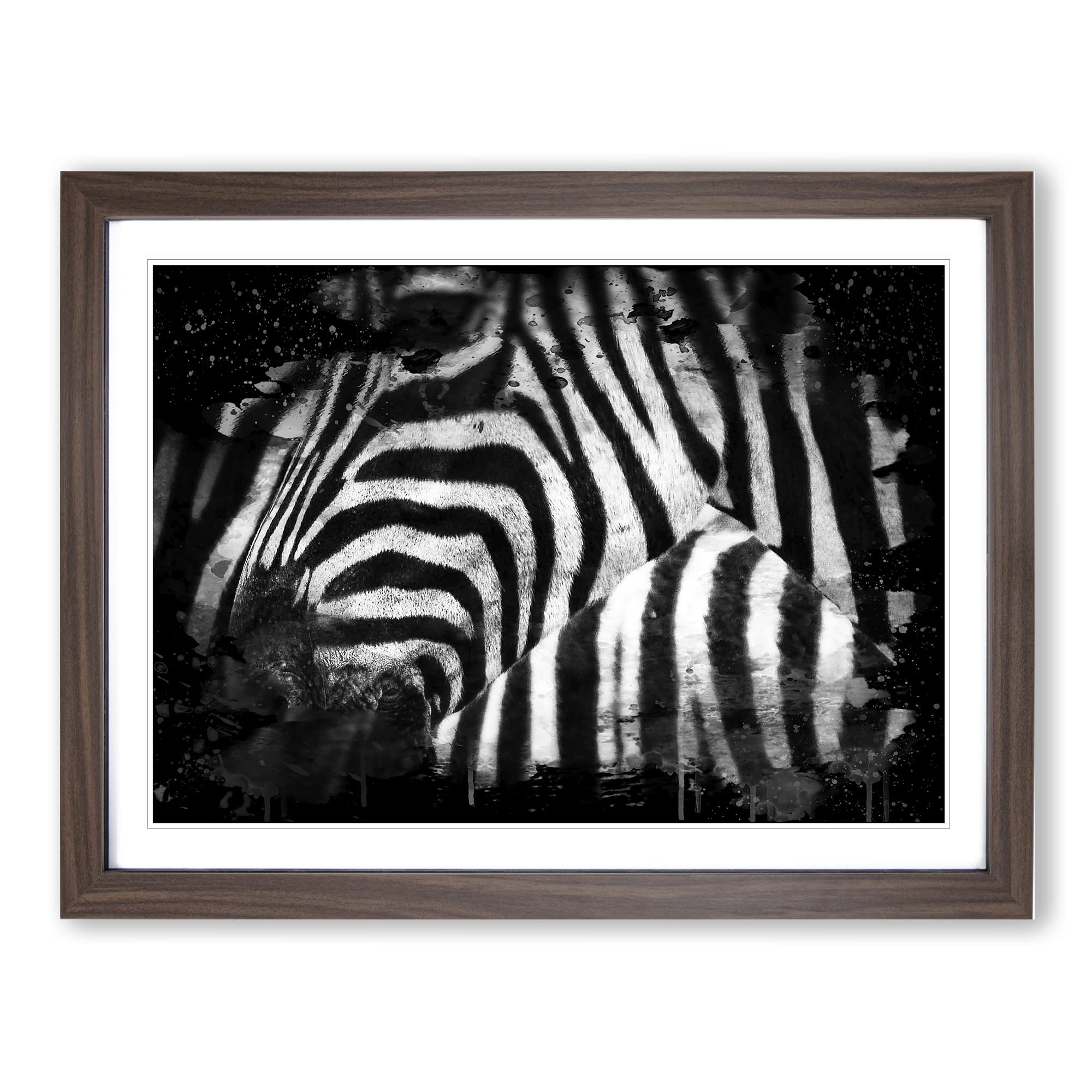 Zebra Stripes No.2 Modern CB Framed Wall Art Print, Ready to Hang Picture for Living Room Bedroom Home Office Décor, Walnut A4 (34 x 25 cm)