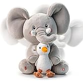 TUMAMA Elephant Stuffed Animal Toys, Interactive Singing Talking Plush Elephant and Bird Toy, Baby Animated Animals