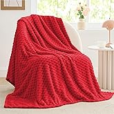 BEDELITE Fleece Throw Blanket for Couch & Bed - 3D Jacquard Decorative Red Blanket, Super Soft and Cozy Warm Fuzzy Blanket All Seasons Suitable, 50x60Inches