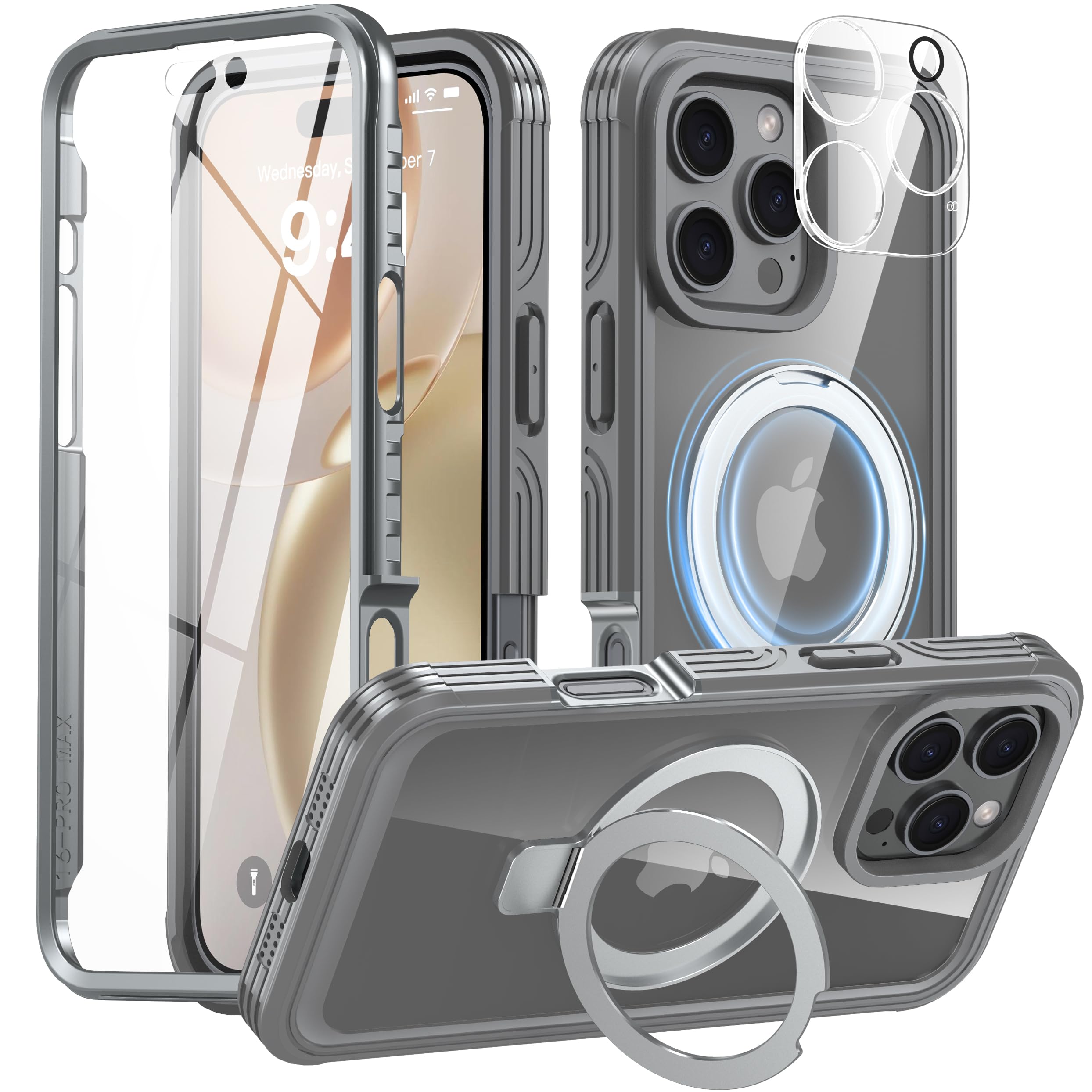 Photo 1 of ***Factory seal***

Oneagle Magnetic Stand for iPhone 16 Pro Max Case [Fit for MagSafe], 360° Full Body Shockproof Case Built-in [9H Glass Screen Protector+Magnet Ring Kickstand],with Camera Protector 15FT Mil-Grade Case