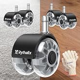 Rythalix 2" Office Chair Wheels Set of 5 - Desk Chair Caster Wheels | Smooth &amp; Quiet, Universal Fit for Most Office/Desk/Gaming Chairs, Safe on Hardwood Floors