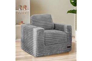 MAXYOYO Kids Bean Bag Chair, Comfy Faux Fur Bean Bag Sofa with Filler, Upholstered Floor Sofa with Pillows and Armrests, Lazy Floor Chair Couch for Boys and Girls, Grey
