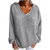 CORIRESHA Women's Hollow Out Knit Hoodies Sweater Long Sleeve Crochet Top Beach Cover Up