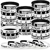30 Pcs Cancer Prevention Awareness Silicone Bracelets,Colorful Ribbon Stretch Wristbands,Hope Faith Rubber Wristband Supplies Accessories for Ribbon Awareness Assorted Cancer Awareness (Black)