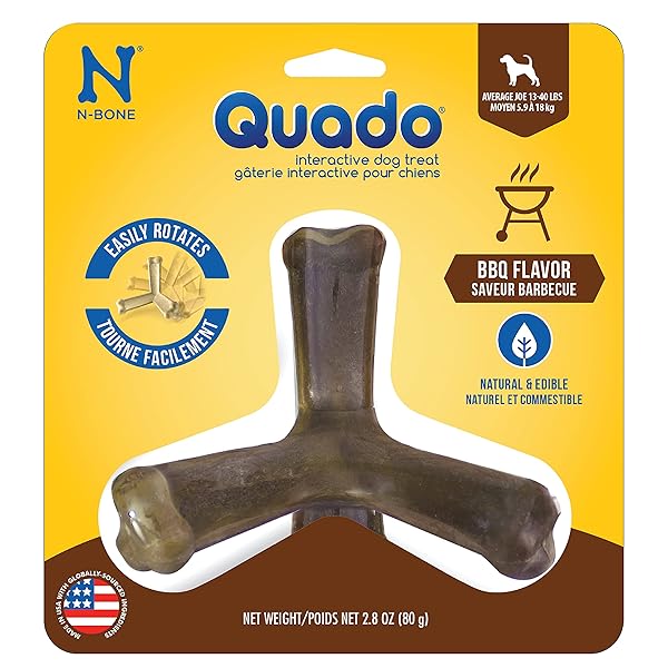 N-BONE QUADO INTERACTIVE TREAT, BBQ FLAVOR, MEDIUM, 2.8OZ