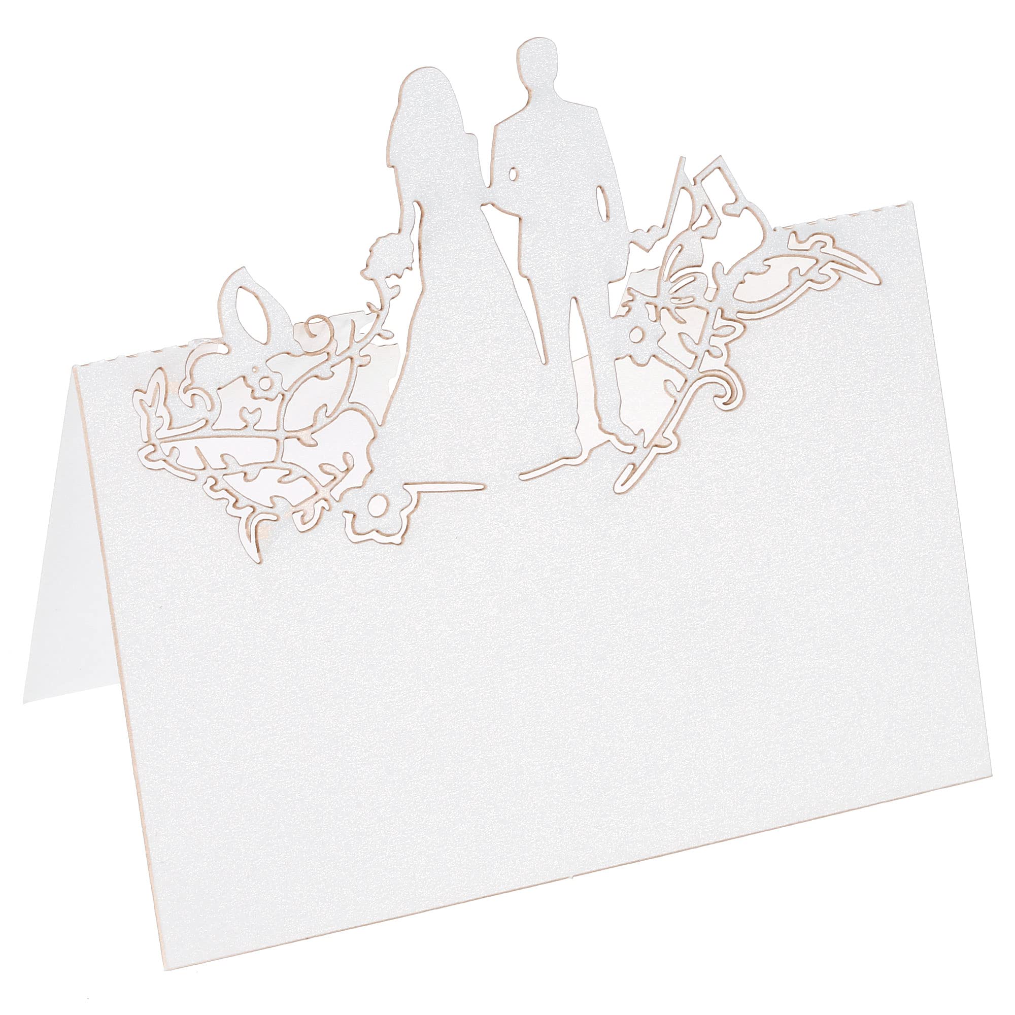 PATIKIL Table Name Place Cards,50Pcs 4.68 x 3.51inch Favor Decor Hollow People Cut Design Blank Card for Wedding Party Seating Place Cards White