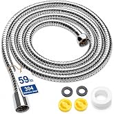 Klabb 59 Inch/150cm Stainless Steel Handheld Shower Hose, Flexible and Durable Replacement Hose with Brass Insert and Nut