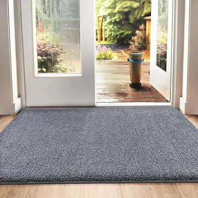 DEXI Dirt Trapper Door Mat Indoor 60x90 cm Grey-Blue Non-Slip Machine Washable
