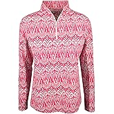 IBKUL Athleisure Wear Sun Protective UPF 50+ Icefil Cooling-Barbara Print Long Sleeve Mock Neck Top-10086