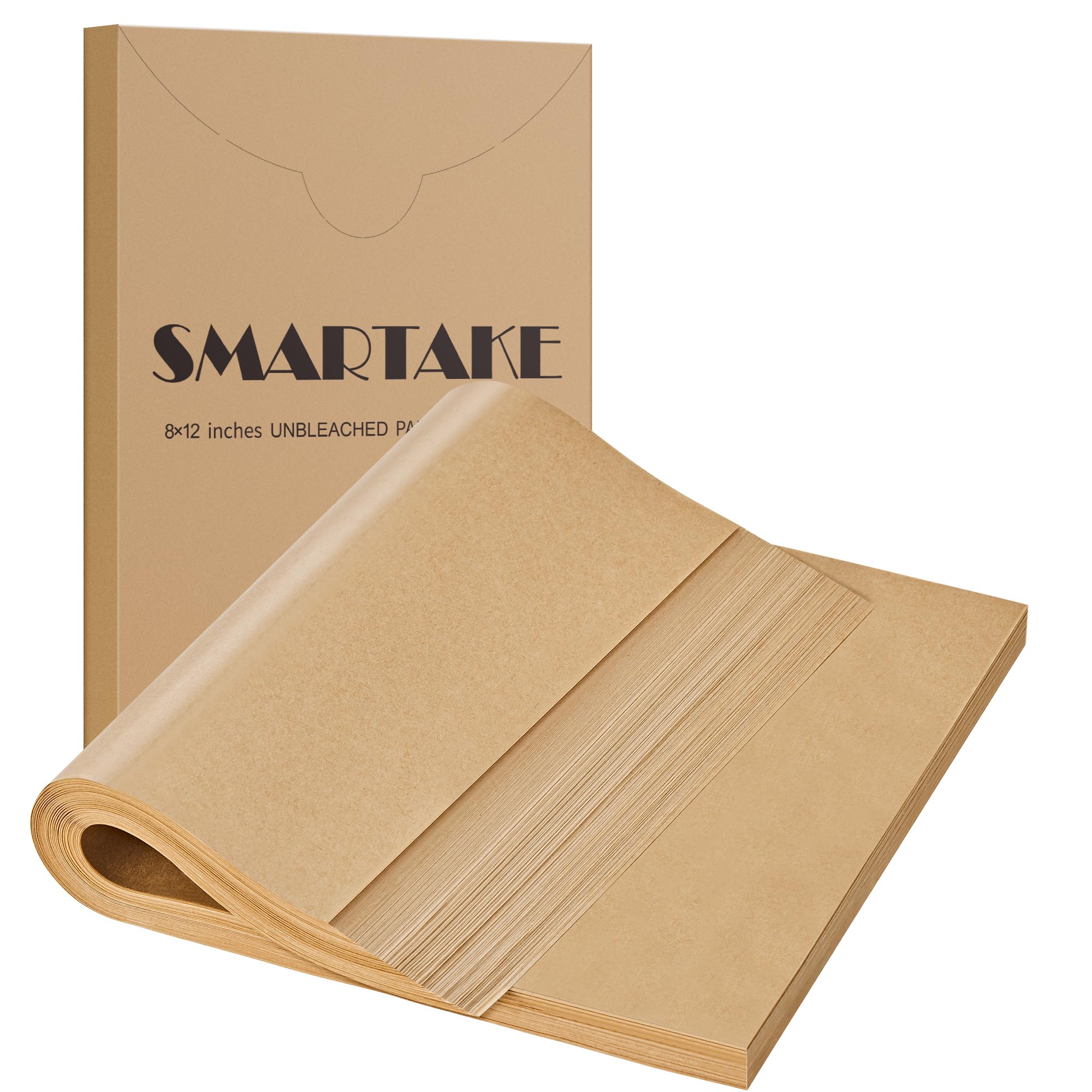 SMARTAKE 200 Pcs Unbleached Parchment Paper Baking