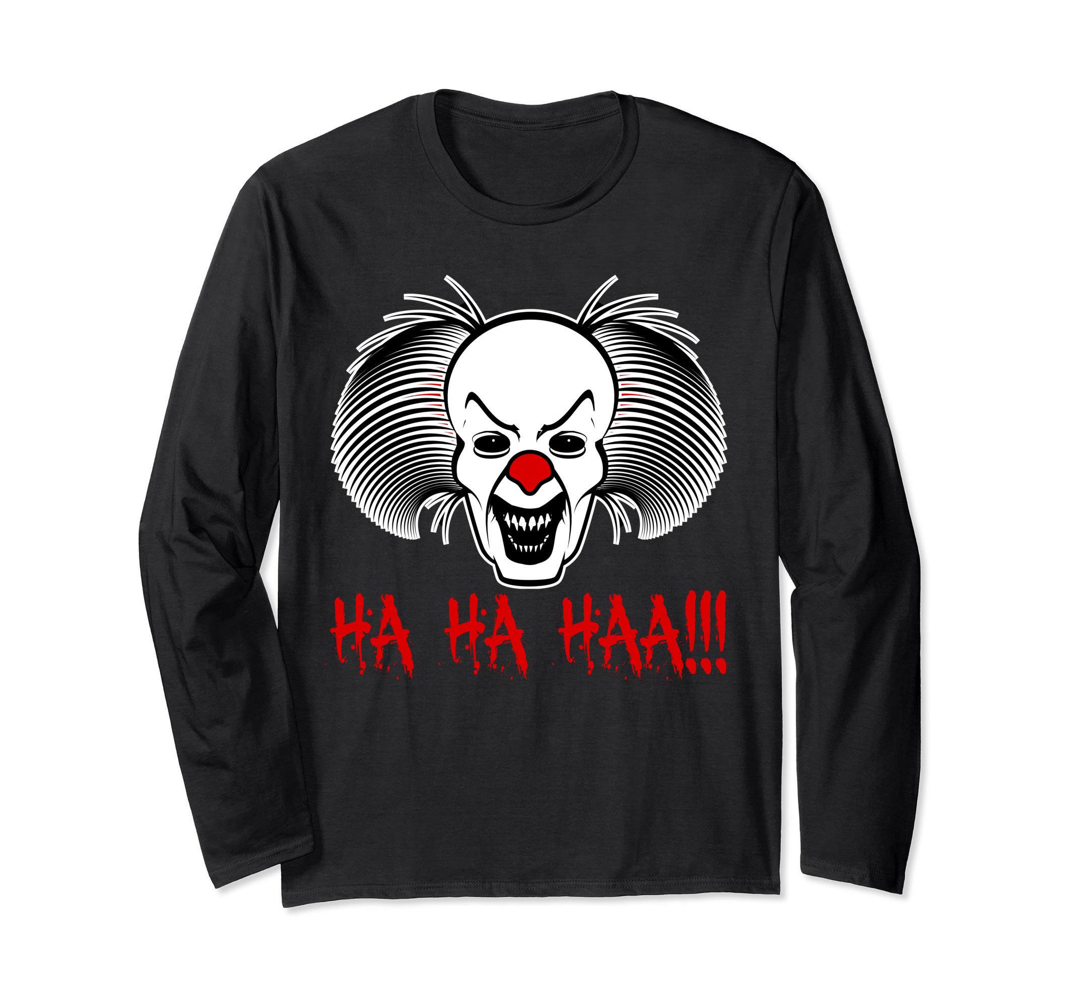 Creepy Mask Ha Ha Scary Clown Long Sleeve T-Shirt