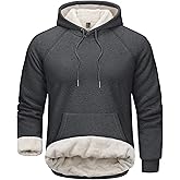 Cavva Men's Sherpa Hoodie Heavyweight Fleece Lined Thick Winter Thermal Athletic Sweatshirt with Kangaroo Pocket