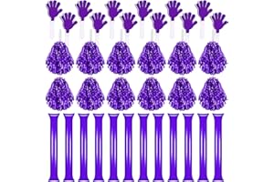 Sosation 36 Pcs Team Spirit Accessories, Cheerleading Pom Poms Hand Clappers Party Favors and Thunder Sticks Noise Makers for Sporting Events Football Baseball Cheering Essentials