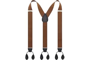 TIMIOT Y Back Button 1.4" Suspenders for Men with Stylish Leather Button Ends Long Lasting Stretch Ultimate Fashion