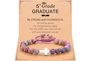 UPROMI Cross Bracelet for Girls Baptism Communion Confirmation Gifts, Kindergarten/Preschool/5th Grade/8th Grade Graduation Gifts