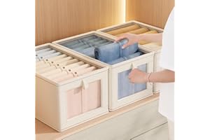 Drawer Organizer, Clothes Fabric Dresser, Foldable Box for Clothing Storage for Bedroom Closet Socks and Storage Dividers, Wh