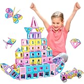 MAGBLOCK 156PCS Magnetic Building Blocks Set for Kids 3+ | Magnetic Tiles With Car, Letter Card and Ferris Wheel, Upgraded Magnet Kids Toys, STEM Toys for Inventive Learning