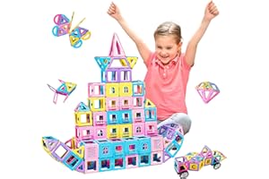 MAGBLOCK Magnetic Tiles with 2 Cars-156Pcs Magnet Toys Set for 3+ Year Old Boys Girls Toddlers, Idea for Girls Magnetic Blocks Building STEM Creativity Educational Toys for Kids