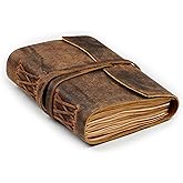 Leather Bound Journal - Rustic Brown, 7"X5", 220 Pages - Vintage Blank Paper Diary for Writing, Drawing, Sketchbook, and Trav