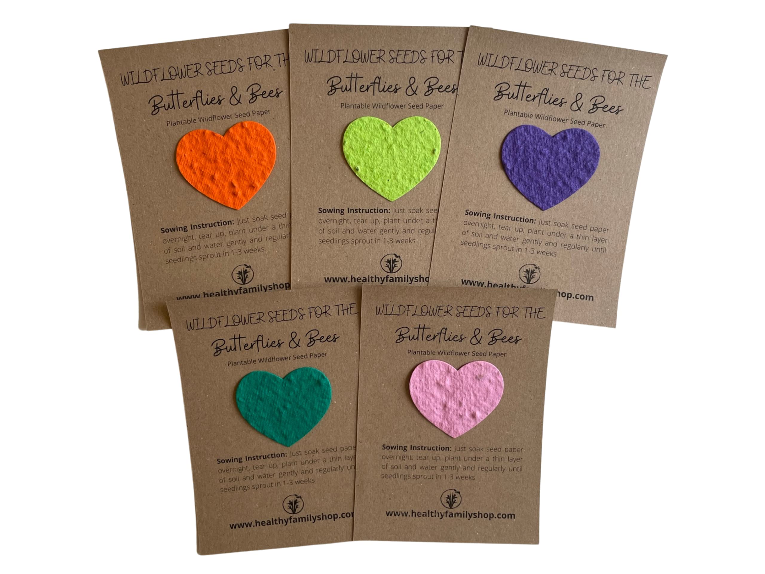 Healthy Family Eco- Friendly Party Bag Fillers. Plastic Free- Party Favours. Seeded Paper Shapes. Plantable seed paper Wildflowers. Craft Paper with Wildflower Seed Mix (Hearts)