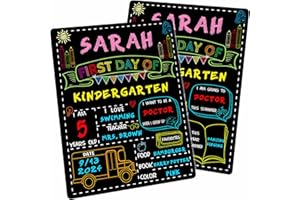 WEMEMORN First Day of School Sign - First Day of School Board - 12 X 10 Inch Double-Sided Reusable, Wooden First & Last Day of School Chalkboard, Back to School Supplies for Preschool Kindergarten 1st Grade