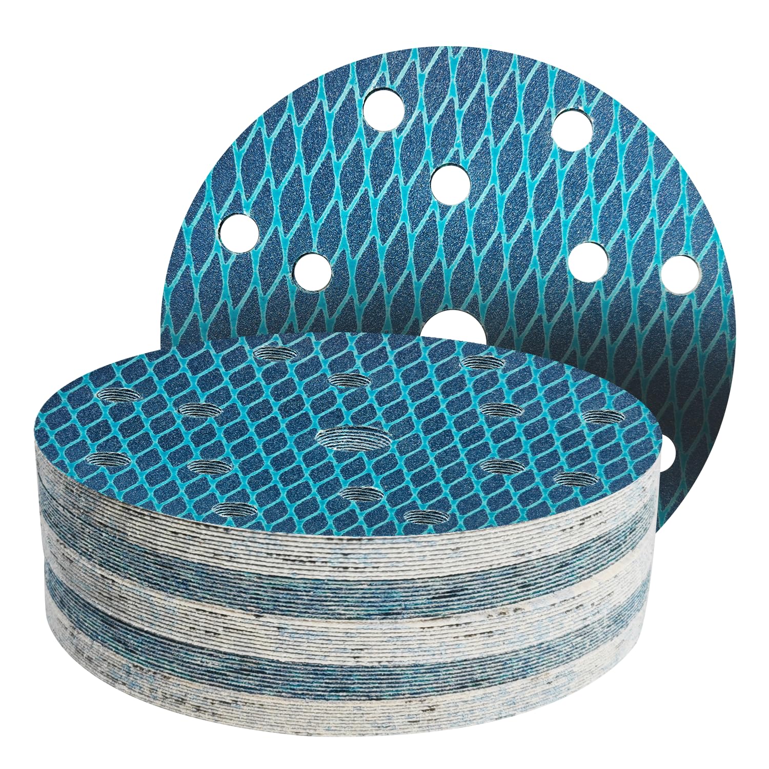 GZKTY 150mm Sanding Discs, 50 Pieces, 15 Holes, Grits 150, Diamond Shape, Reduce Blockage, for 6 Inch Orbital Sanders — image 1