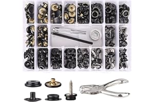 Canvas Snap Kit,CENOZ Marine Grade Stainless Steel Snaps,Screw Snaps,Boat Cover Snaps,Carpet snap kit with Setting Tool for Boat Cover Furniture (black-354PCS)