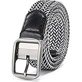 Mile High Life | Braided Stretch Elastic Belts | Pin Oval Solid Black Belt Buckle | PU Loop End Tip Men/Women/Junior Belt