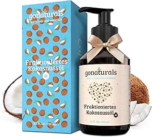 GoNaturals Fraktioniertes Kokosöl - 250ml - 100% Reines natürliches Kokosnussöl - Coconut Oil for hair, Kokosöl flüssig, Kokosöl Haare, Kokosöl Haut & Nägel - Schnelleinziehend und Nicht-Fettend