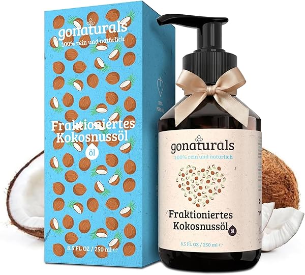 GoNaturals Fraktioniertes Kokosöl - 250ml - 100% Reines natürliches Kokosnussöl - Coconut Oil for hair, Kokosöl flüssig, Kokosöl Haare, Kokosöl Haut & Nägel - Schnelleinziehend und Nicht-Fettend