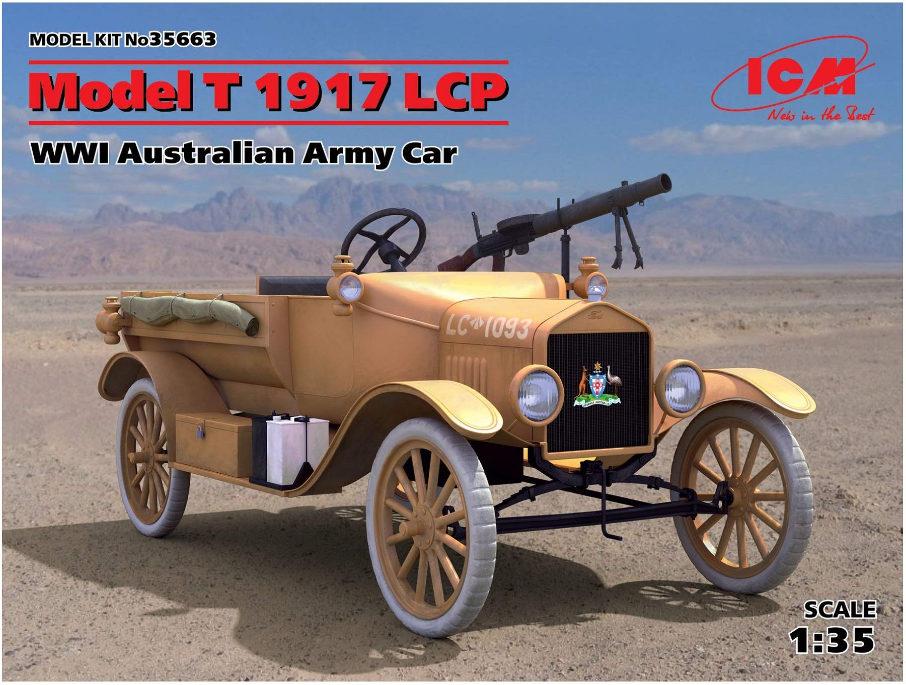 ICM 35663 Model Kit Model T 1917 LCP, WWI Australian Army Car, Black