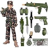 KukuFun Army Costume for Boys, Halloween Boys Costume Military Soldier Pretend Set, Halloween Party Costumes for Boys 3-10