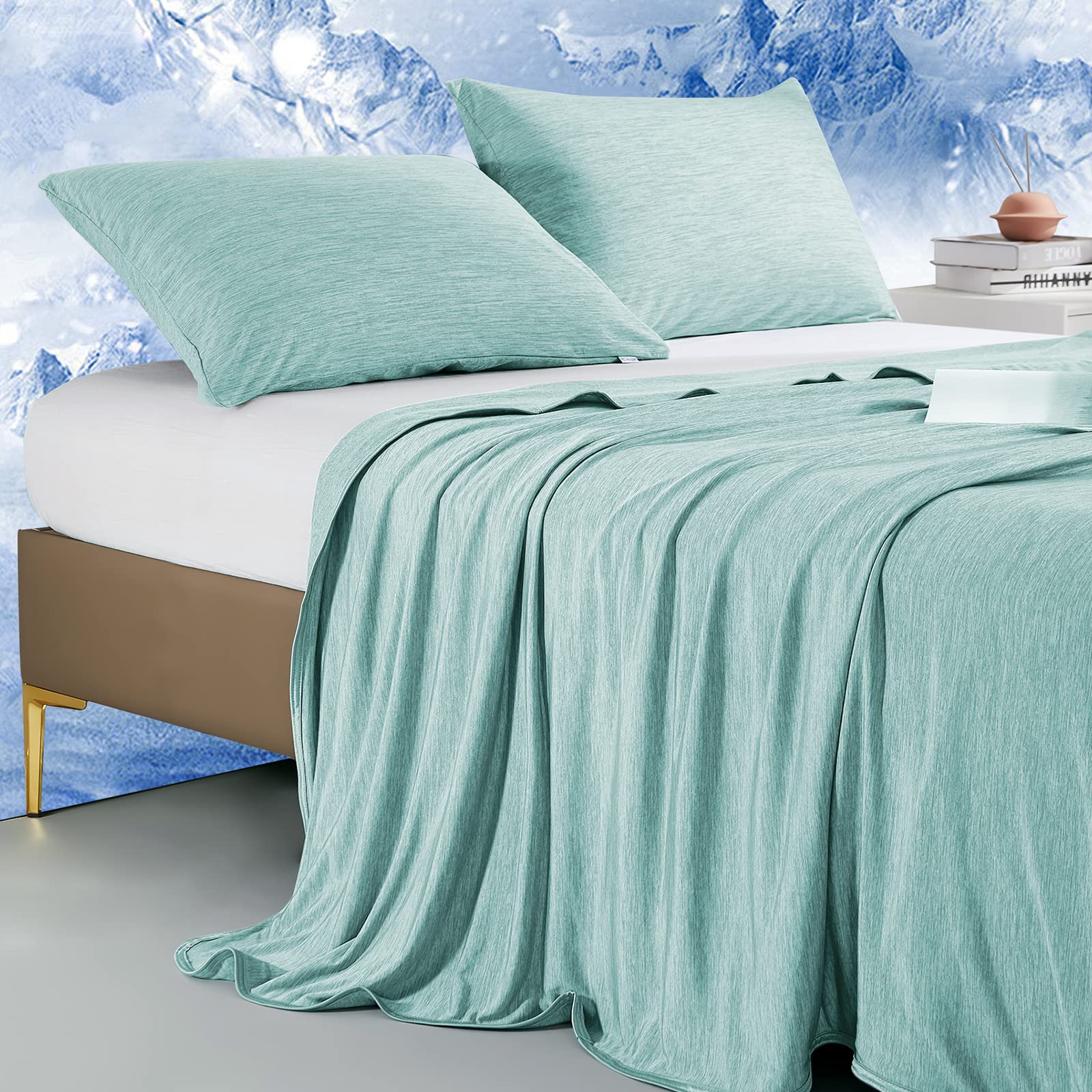Marchpower Cooling Blanket, Arc-chill 3.0 Cooling Fiber Summer Blankets, Q-Max>0.5 Double-sided Lightweight Cool Blanket for Night Sweats Adult Kids Hot Sleeper, Breathable & Comfort, 150x200cm, Green