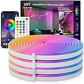SILFU Neon Rope Lights, 50FT RGB Led Strip, Waterproof IP67, DIY Design, Music Sync, 44 Keys Remote Control, Multiple Modes, for Living Room, Bedroom, Holiday Decoration