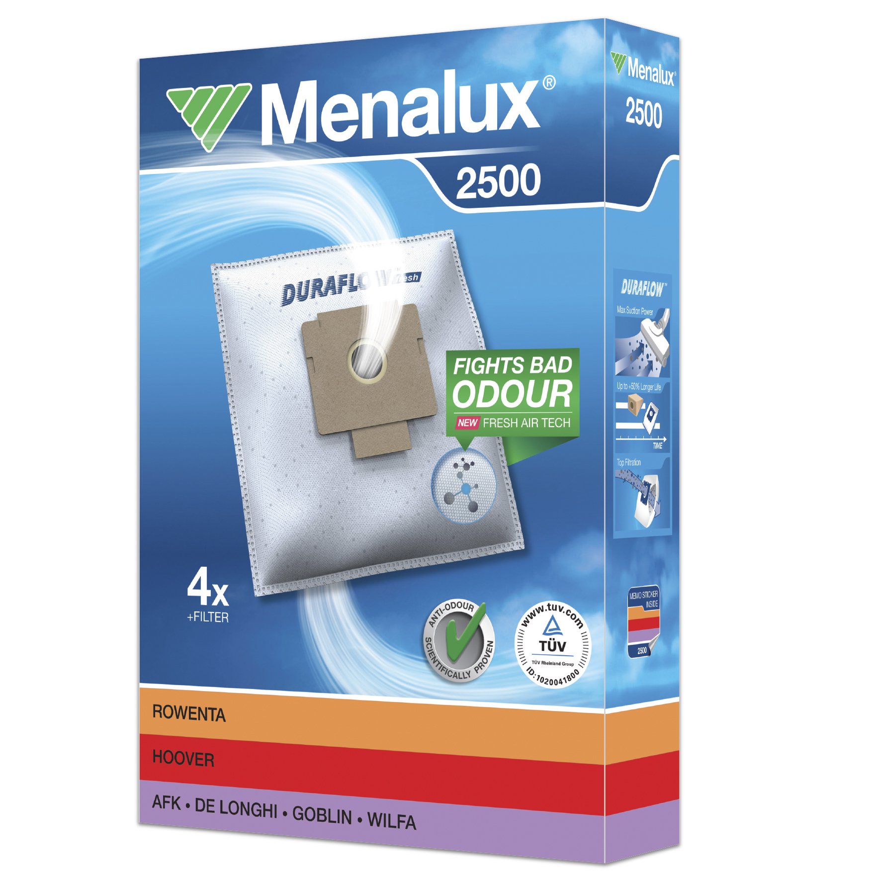 Menalux Duraflow 2500 4x Vacuum Cleaner Bags for Hanseatic / Hoover