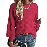 SHEWIN Womens Sweaters 2026 Casual Crewneck Long Sleeve Lightweight Knit Pullover Sweater Tops
